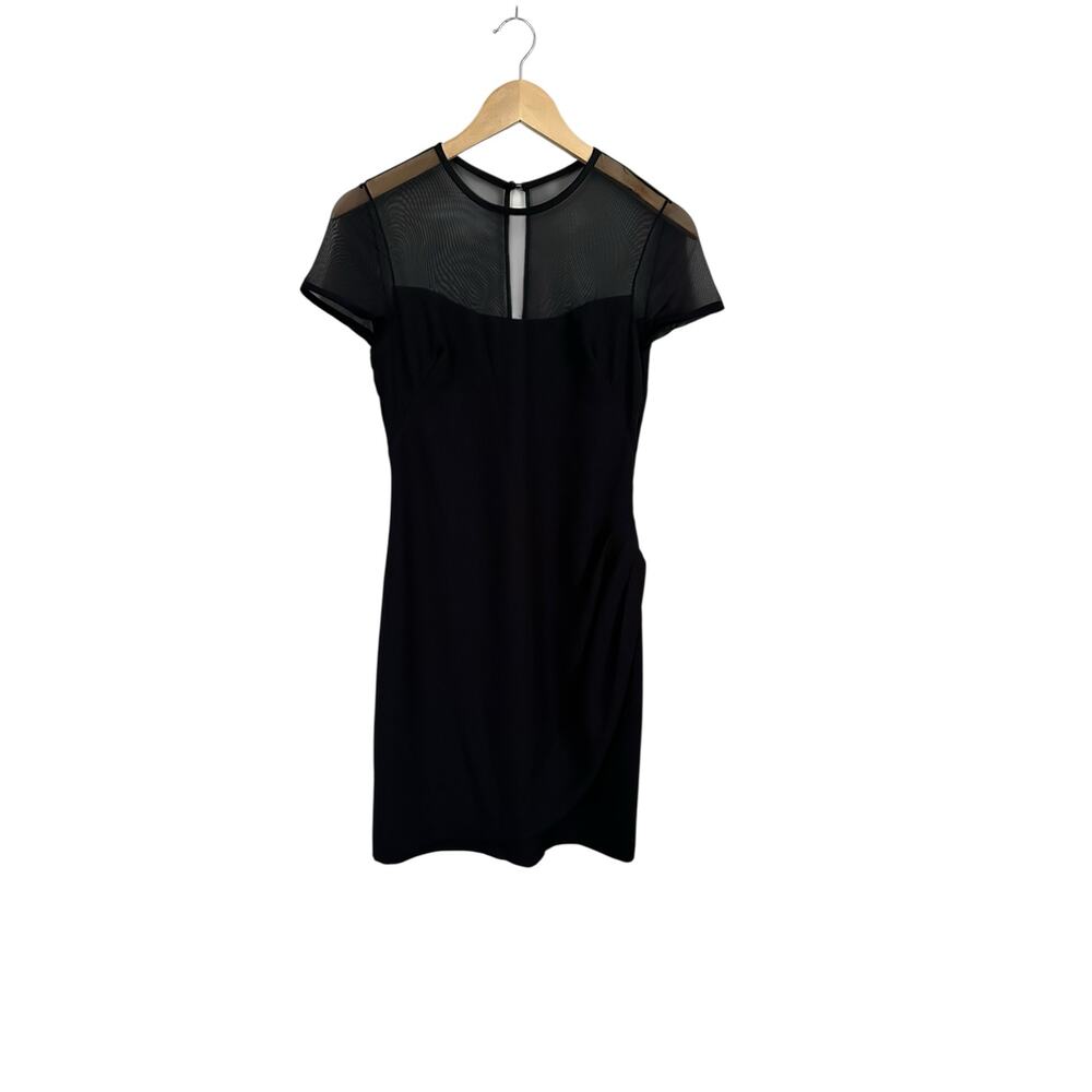 Vintage Ann Taylor Little Black Sheer Upper Short Sleeve Mini Dress Size 6